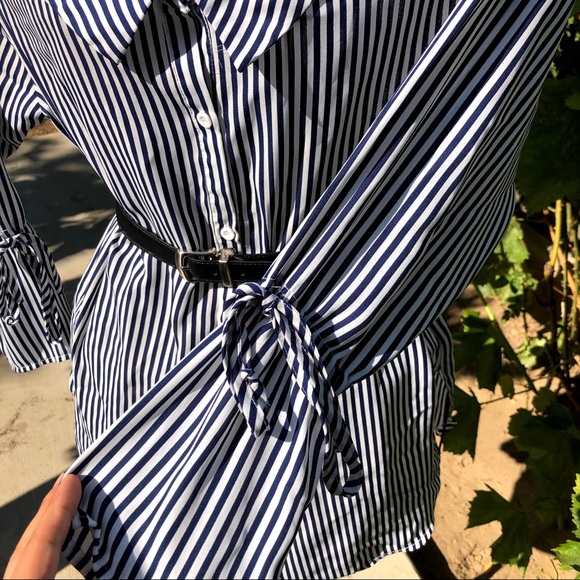 Sioni striped button down blouse w/ bell sleeves - Picture 6 of 9